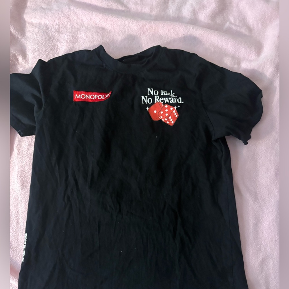 Monopoly x shoe palace Black T-Shirt - No Risk, No Reward Design